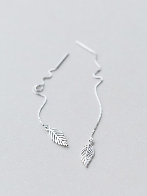 Rosh Elegant Leaf Shaped S925 Silver Line Earrings 0