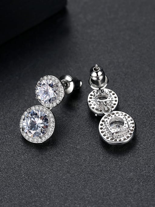 BLING SU Copper With Platinum Plated Delicate Round Cubic Zirconia Stud Earrings 3
