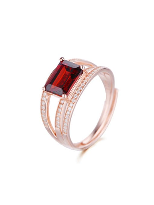 Deli Fashion Garnet Gemstone Zircon Engagement Ring 0