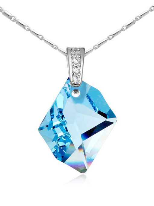 blue Simple austrian Crystal Pendant Alloy Necklace