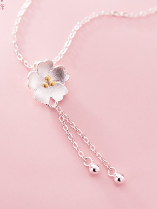Rosh 925 Sterling Silver With Platinum Plated Romantic Flower Necklaces 0
