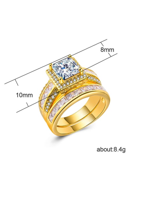 MATCH Copper WithCubic Zirconia Personality Geometric Stacking Rings 3
