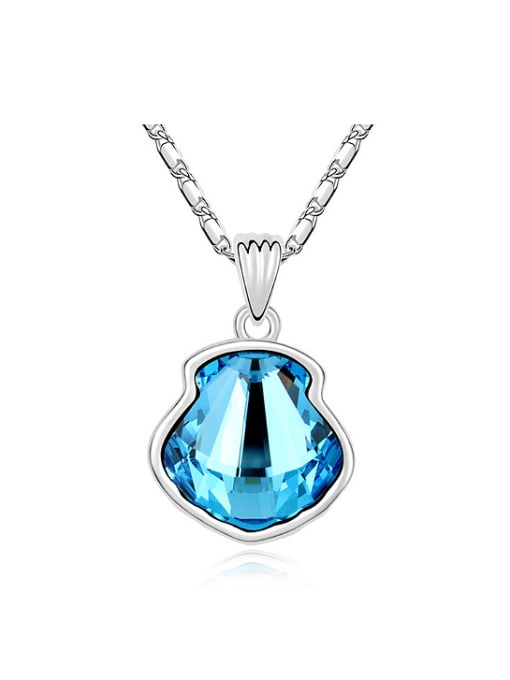 QIANZI Simple Shell-shaped austrian Crystal Pendant Alloy Necklace