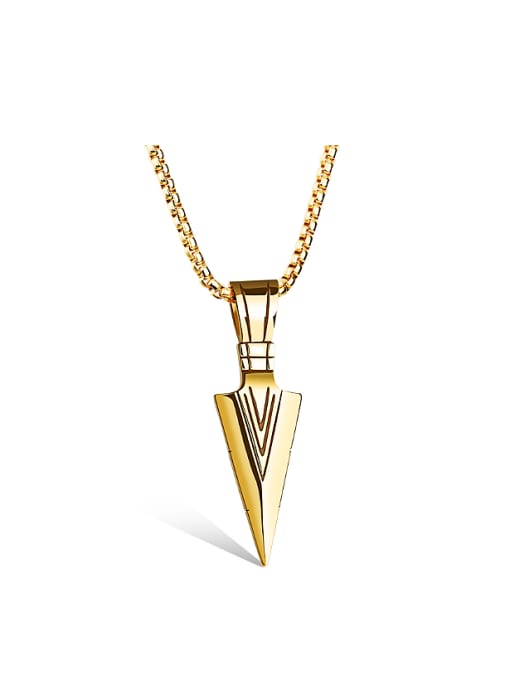 gold Personalized Spearhead Pendant Titanium Necklace