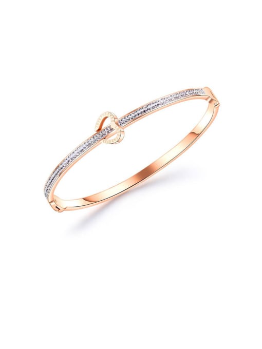 954-rose Stainless Steel With Rose Gold Plated Simplistic Round Bangles