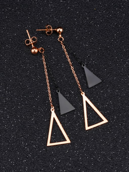 Open Sky Simple Triangle Rose Gold Plated Titanium Drop Earrings 2