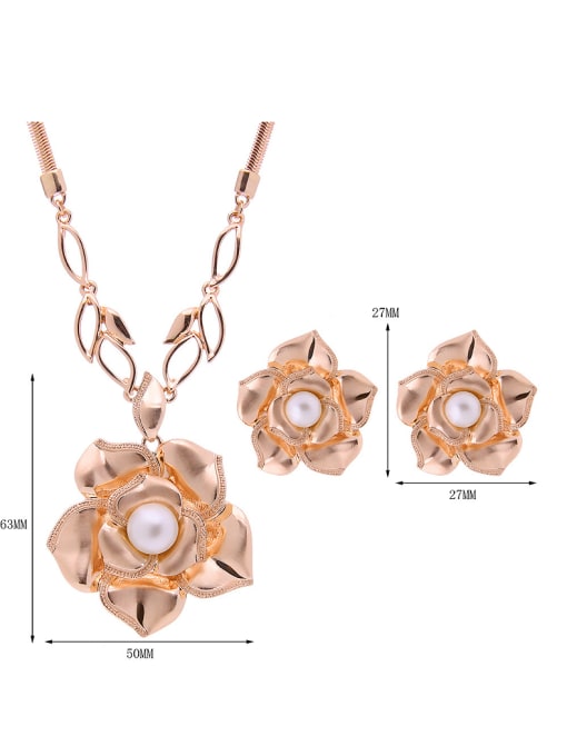 BESTIE Alloy Rose Gold Plated Fashion Artificial Stones Flower Two Pieces Jewelry Set 3