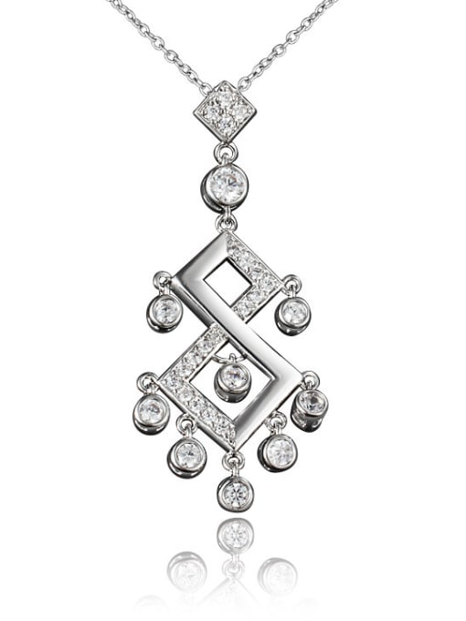 SANTIAGO High Quality Platinum Plated Figure Eight Zircon Necklace