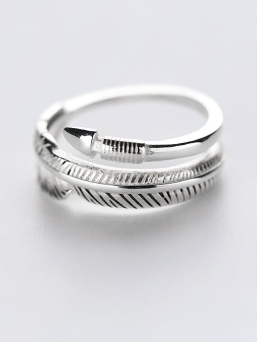Rosh Fashion Multi-Layer Design Leaf Shaped S925 Silver Ring