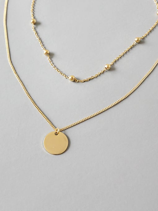 Gold Color Pure Silver Choker round deck Necklace