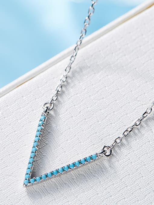 CEIDAI Simple V-shaped Tiny Turquoise Stones Necklace 2