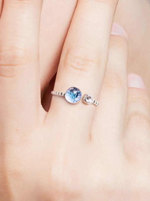 CEIDAI Fashion Blue austrian Crystal 925 Silver Opening Ring 1