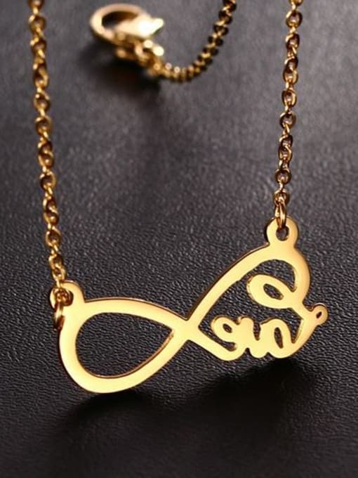 CONG Temperament Gold Plated Figure Eight Shaped Titanium Necklace 2