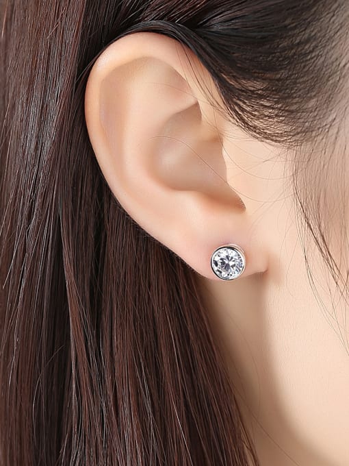 CCUI Sterling silver with 3A zircon minimalist round earring 1