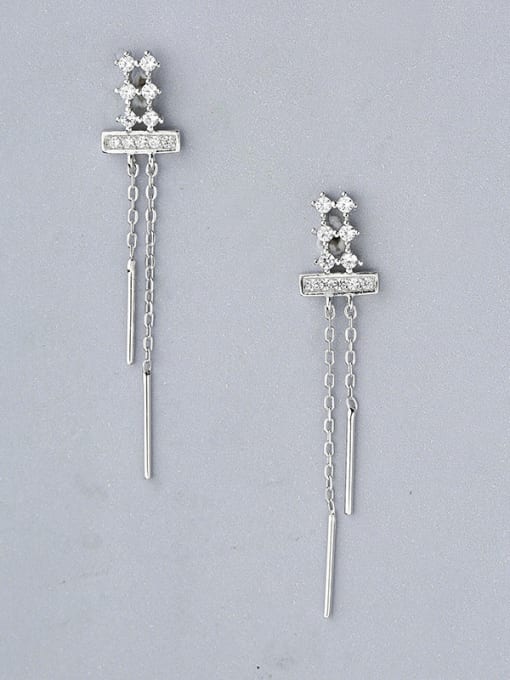 One Silver Women Temperament Geometric Tassel Earrings 0