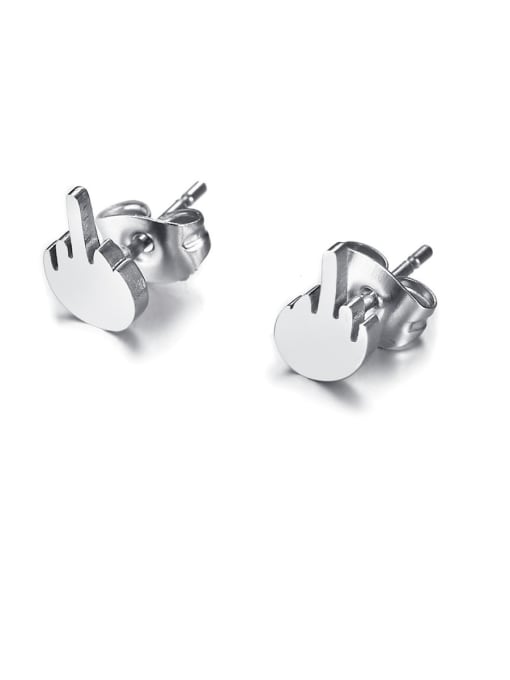 CONG Stainless Steel With Smooth Simplistic Irregular Stud Earrings 3