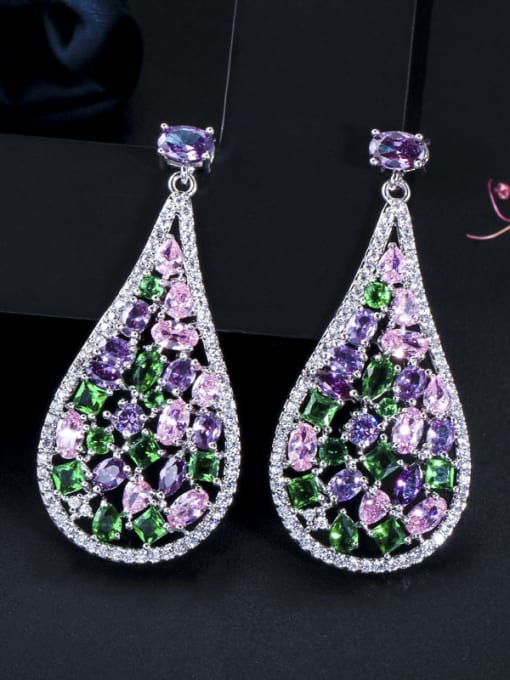 L.WIN Alloy With Platinum Plated Fashion Water Drop Cluster Earrings 2