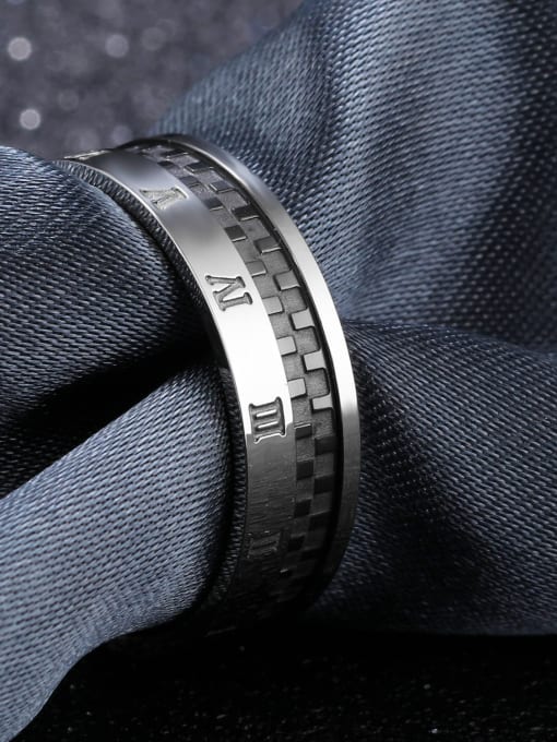 Open Sky Personalized Roman Numerals Titanium Ring 2