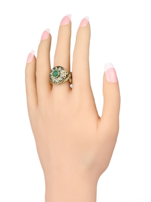 Gujin Personalized Retro style Gold Plated Resin stone Ring 1