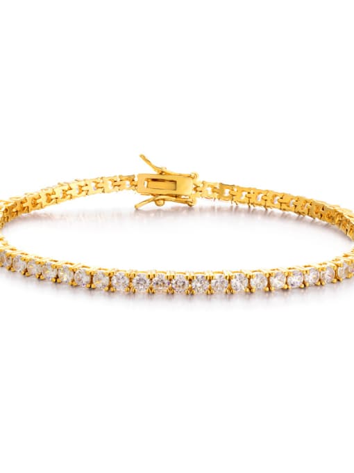 3.0mm gold 7.5 inches Copper With Four-jaw inlay 3MM Cubic Zirconia tennis Bracelets