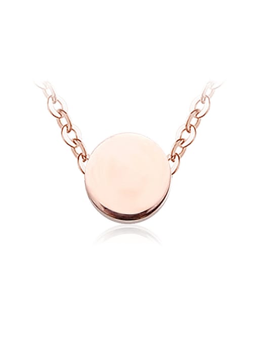 OUXI 18K Rose Gold Titanium Stainless Steel Round-shaped Necklace 0