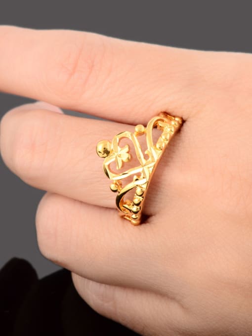 Yi Heng Da Women Exquisite Crown Shaped 24K Gold Plated Ring 2