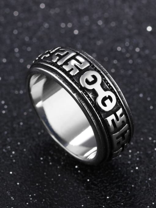 Open Sky Punk style Black Titanium Men Ring 2