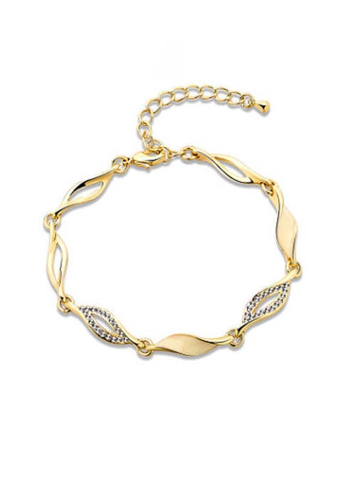 Ronaldo Exquisite Gold Plated Wave Shaped Rhinestones Bracelet