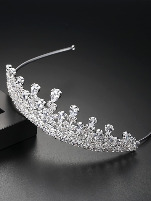 BLING SU Copper inlay AAA zircon bride luxury crown hair accessory 1