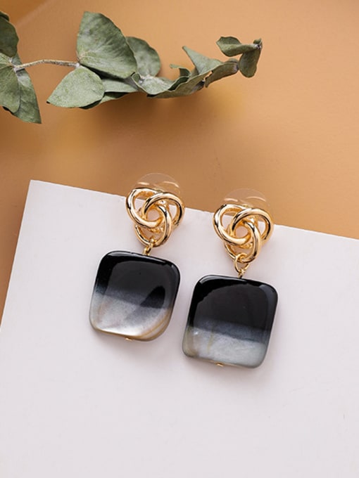 B black Alloy With Imitation Gold Plated Simplistic Geometric Drop Earrings