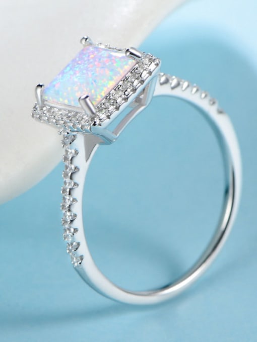 UNIENO S925 Silver Opal Stone Engagement Ring 2