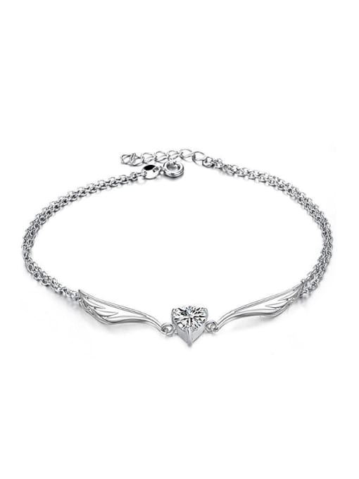 Open Sky Simple Heart shaped Rhinestones Women Anklet 0