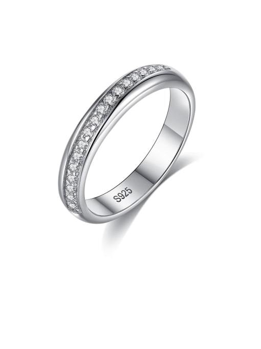 sliver 925 Sterling Silver With Platinum Plated Simplistic Round Band Rings