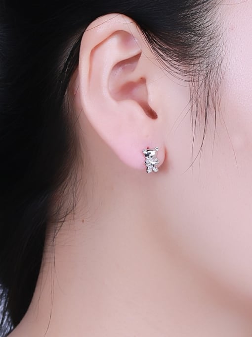 One Silver Cute Bear Shaped Stud cuff earring 1