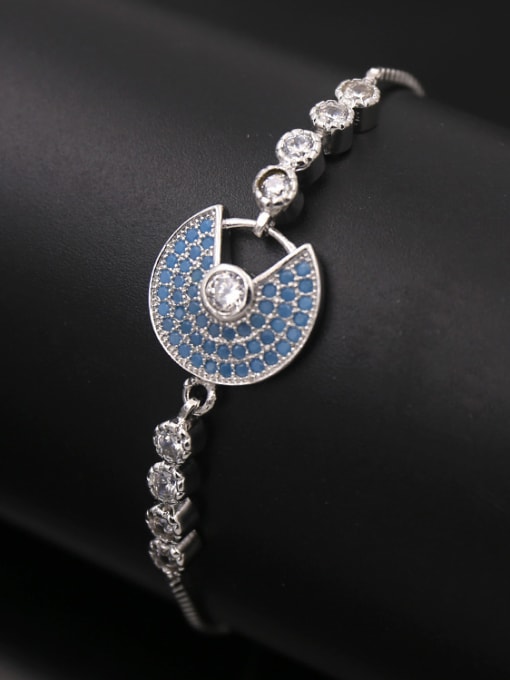 Silver + Turquoise Retro Symbol Stretch Bracelet