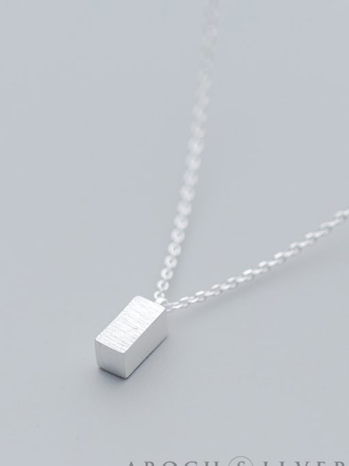 Rosh S925 Silver Necklace Pendant female fashion style simple rectangular Necklace individual character clavicle chain D4308 0