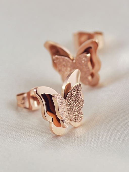 Open Sky Fashion Butterfly Rose Gold Plated Stud Earrings 1