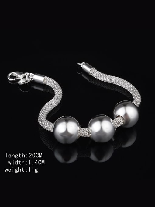 Ya Heng Fashion Smooth Beads Silver Plated Bracelet 3