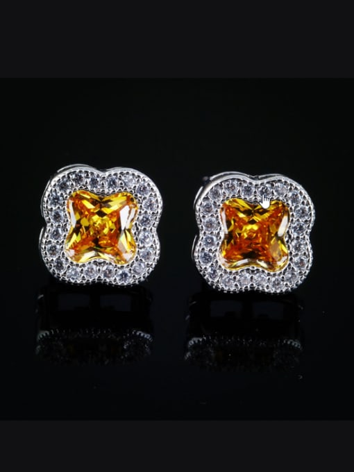 Yellow QingXing Precious Stones, Europe and America Style  Zircon stud Earring