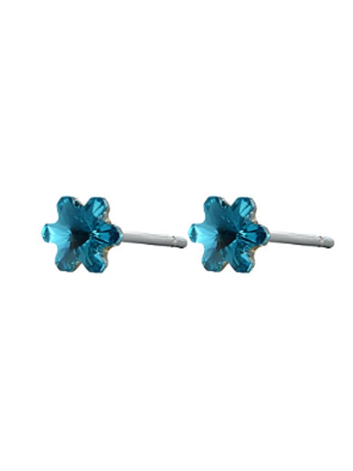 Blue Tiny Austria Crystal Flowery Stud Earrings