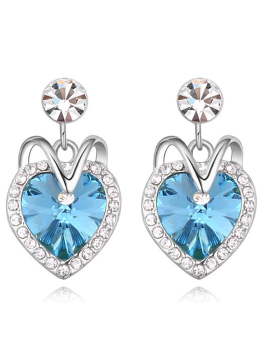 light blue Fashion Heart austrian Crystals-covered Alloy Stud Earrings