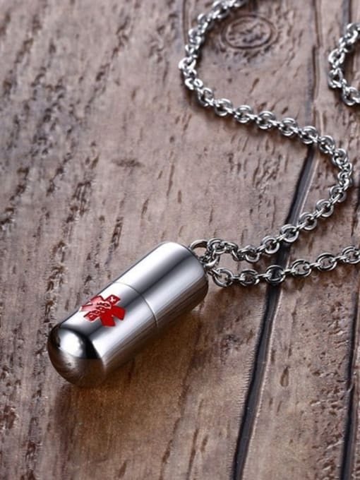 CONG Personality Pill Shaped Titanium Polished Necklace 1