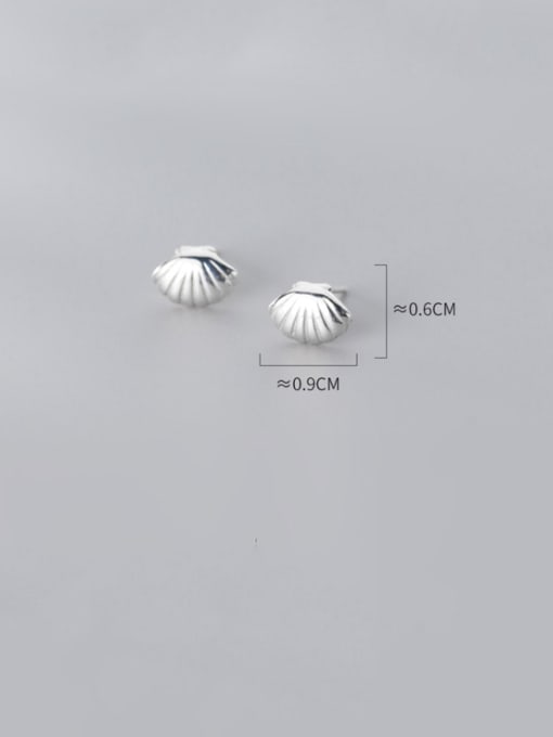 Rosh 925 Sterling Silver With Platinum Plated Simplistic Smooth Shell  Stud Earrings 3