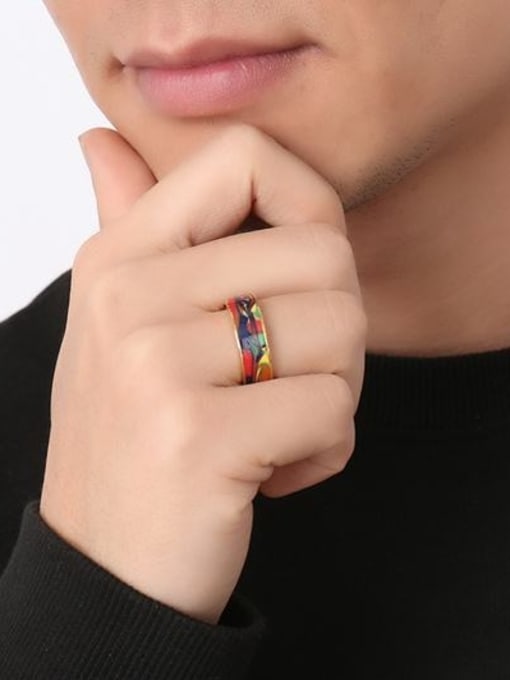 CONG Fashionable Multi Color Gold Plated Glue Titanium Ring 1