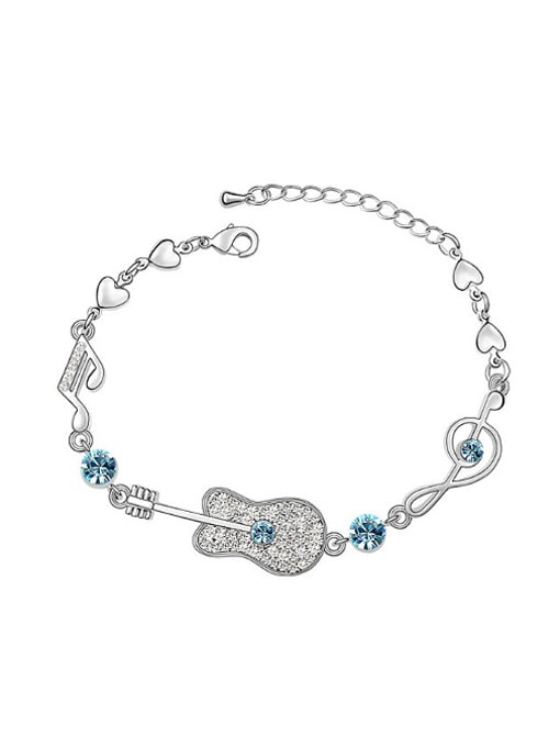 blue Personalized austrian Crystals Little Guitar Music Notes Alloy Bracelet