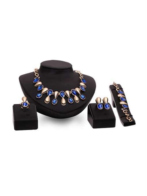 BESTIE 2018 2018 2018 Alloy Imitation-gold Plated Fashion Artificial Stones Four Pieces Jewelry Set 0