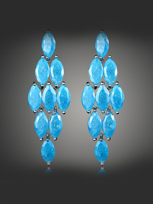 Blue Bohemia style Marquise Zirconias Copper Stud Earrings