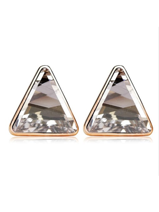 Platinum, Yellow 18K White Gold Austria Crystal Triangle Shaped stud Earring