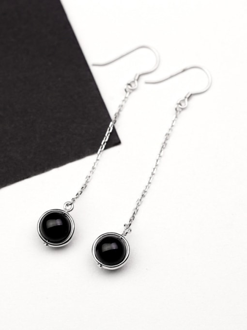 Peng Yuan Fashion Black Carnelian Drop Earrings 0