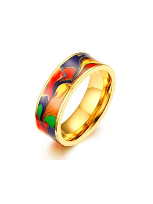 CONG Fashionable Multi Color Gold Plated Glue Titanium Ring 0